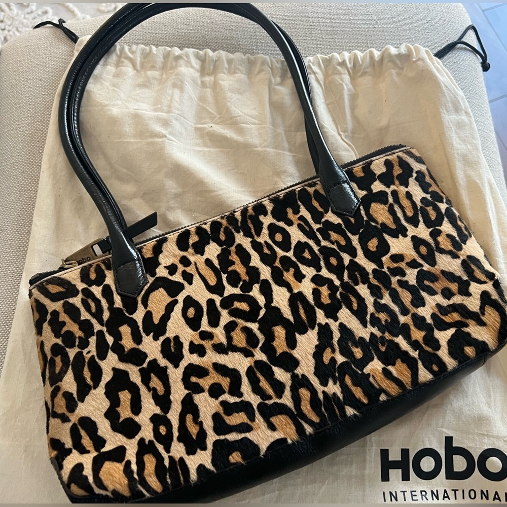 HOBO Leopard Print Bag - Black and Tan